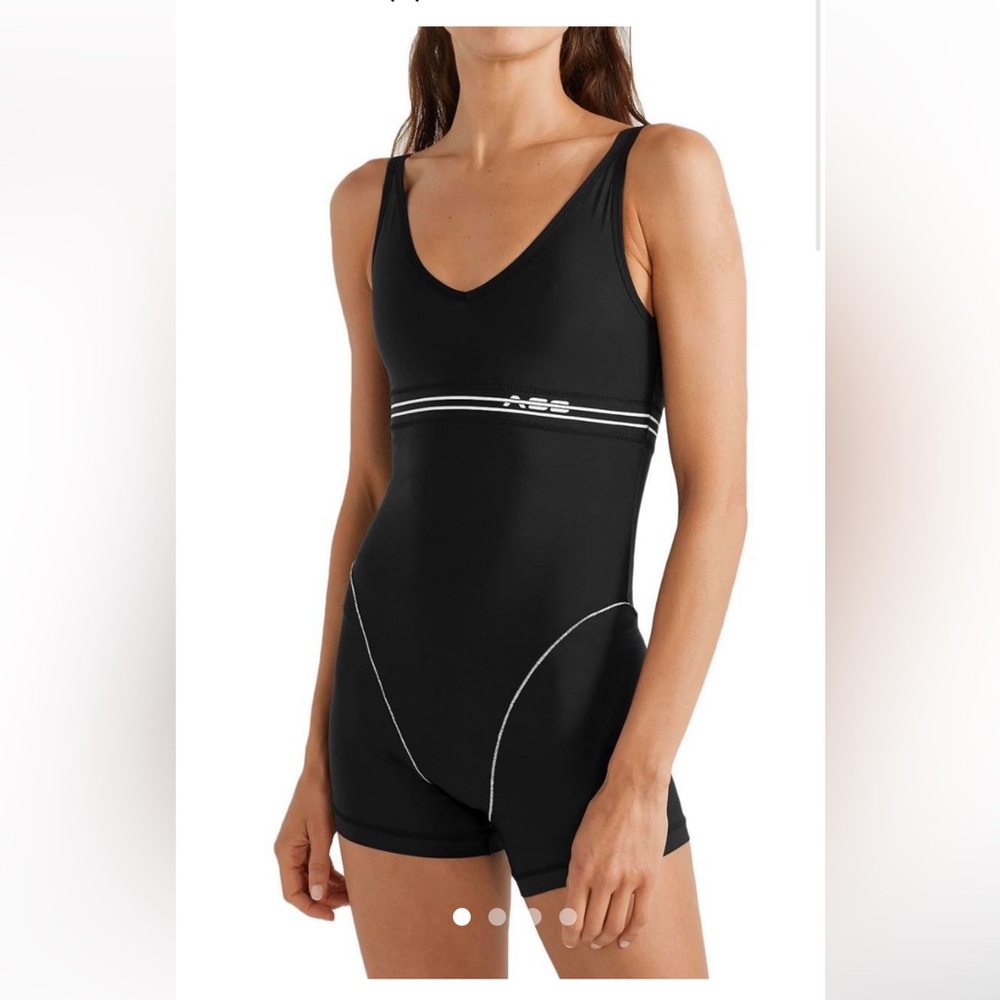 Adam Selman Sport Jumpsuit Black Seamed Romper Size Large